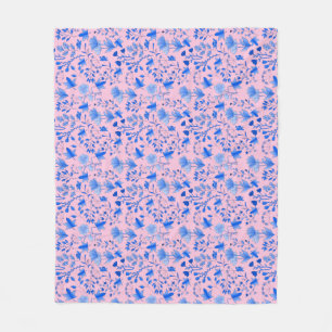 Leaves Pattern 12.bw LPink BG Fleece Blanket