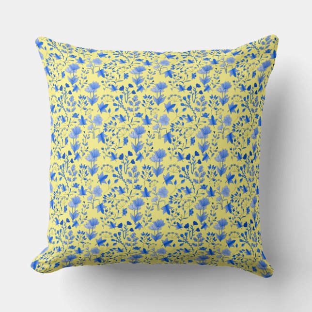 Leaves Pattern 12.bw Lyellow BG Cushion (Front)