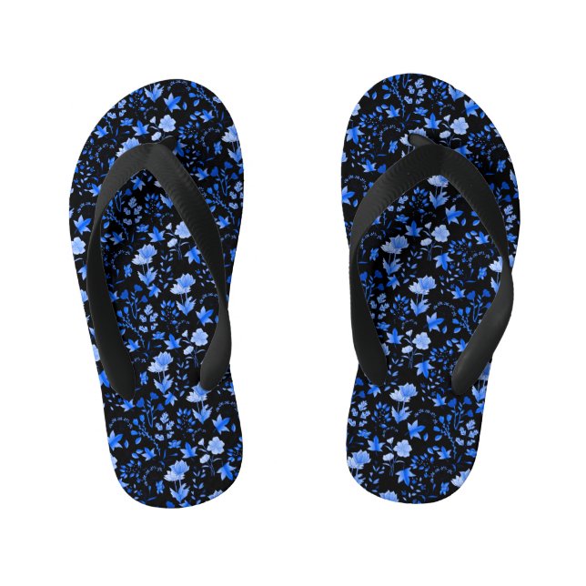 Leaves Pattern 12.bw offwhite BG Kid's Flip Flops (Footbed)