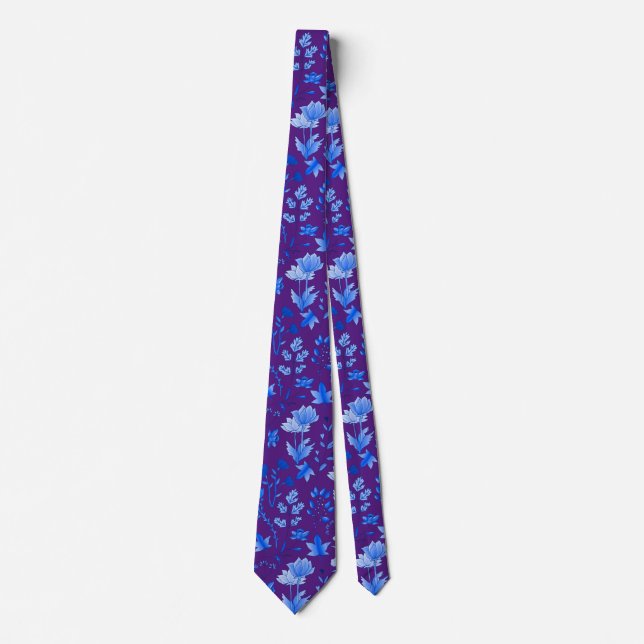 Leaves Pattern 12.bw Purple BG Tie (Front)