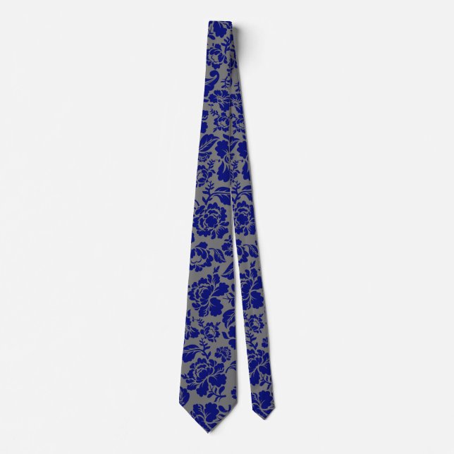 Leaves pattern.13.bw Gray BG Tie (Front)