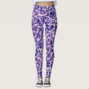 Leaves pattern.13.bw Lpink BG Leggings