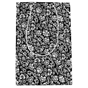 Leaves pattern 14b. black BG Medium Gift Bag