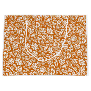 Leaves pattern 14b. black DOrange BG Large Gift Bag