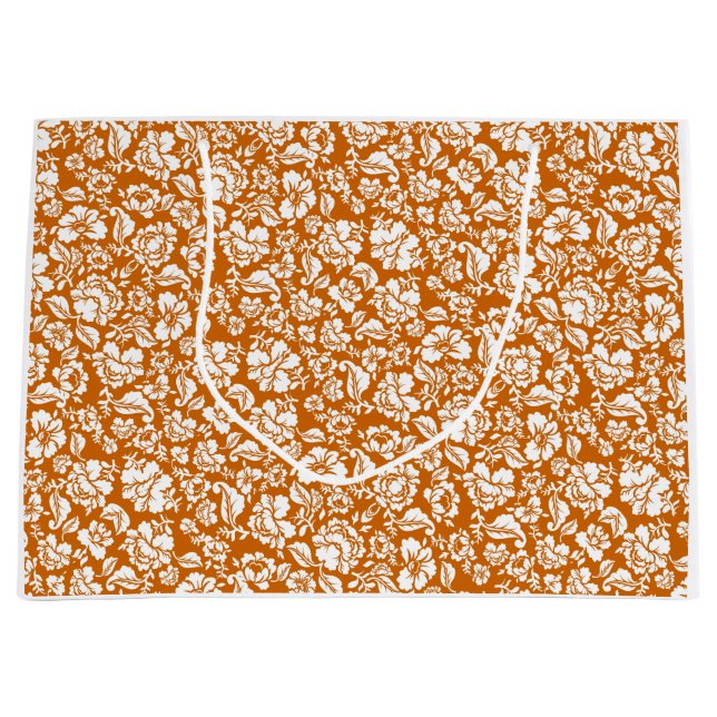 Leaves pattern 14b. black DOrange BG Large Gift Bag (Front)