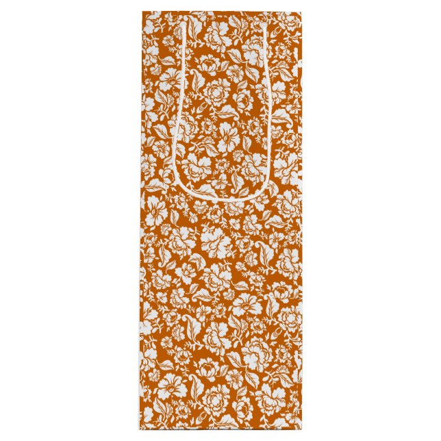 Leaves pattern 14b. black DOrange BG Wine Gift Bag (Front)