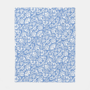 Leaves pattern 14b. lblue BG Fleece Blanket