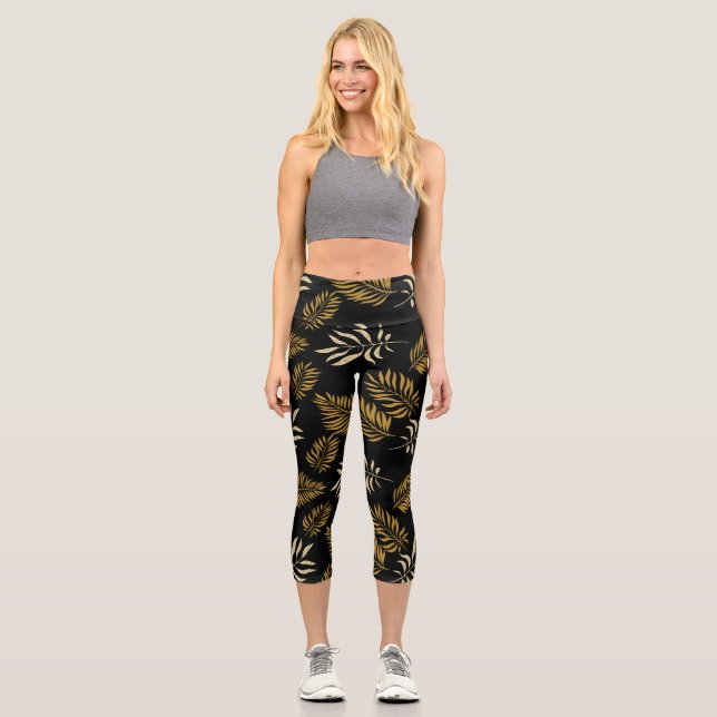 Leaves Pattern 16 Capri Leggings (Front)