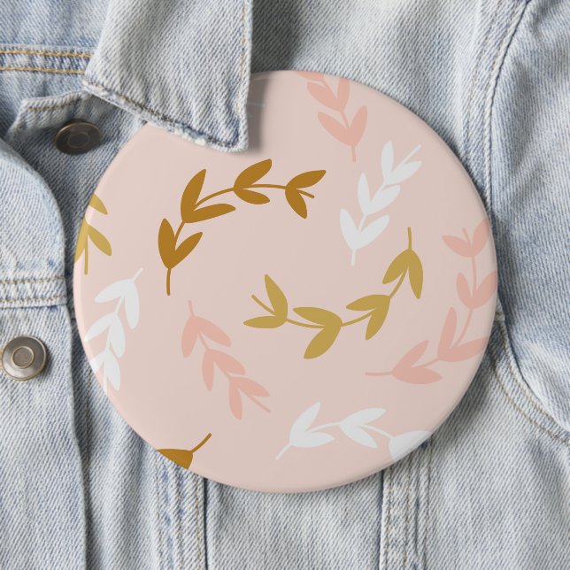 Leaves Pattern 4 6 Cm Round Badge (In Situ)
