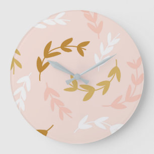Leaves Pattern 4 Large Clock