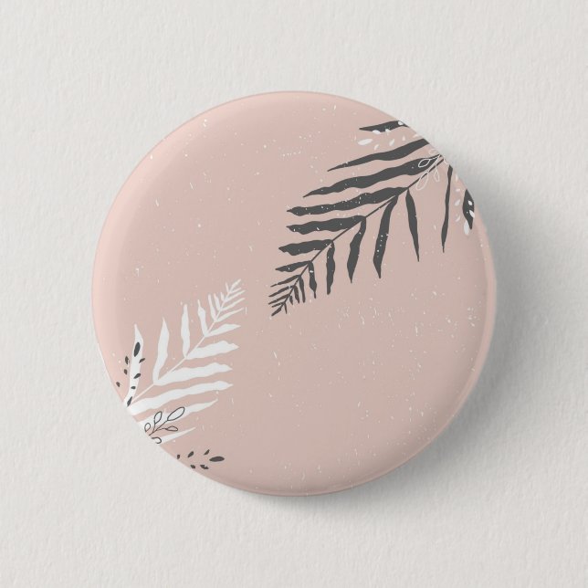 Leaves pattern 6 cm round badge (Front)