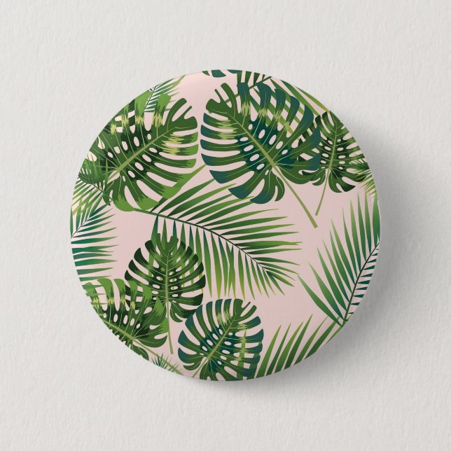 Leaves pattern 6 cm round badge (Front)
