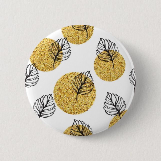 Leaves pattern 6 cm round badge (Front)