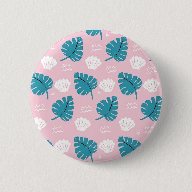 Leaves pattern 6 cm round badge (Front)