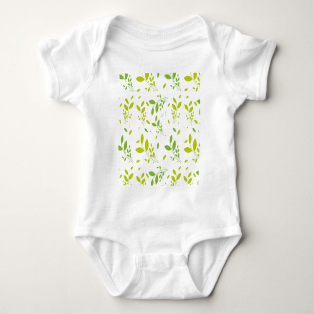 leaves pattern  baby bodysuit (Front)