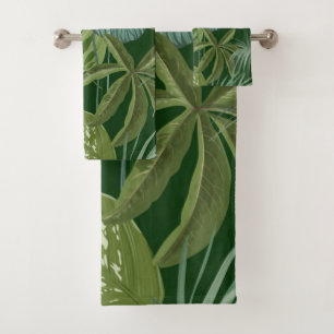 Leaves pattern bath towel set