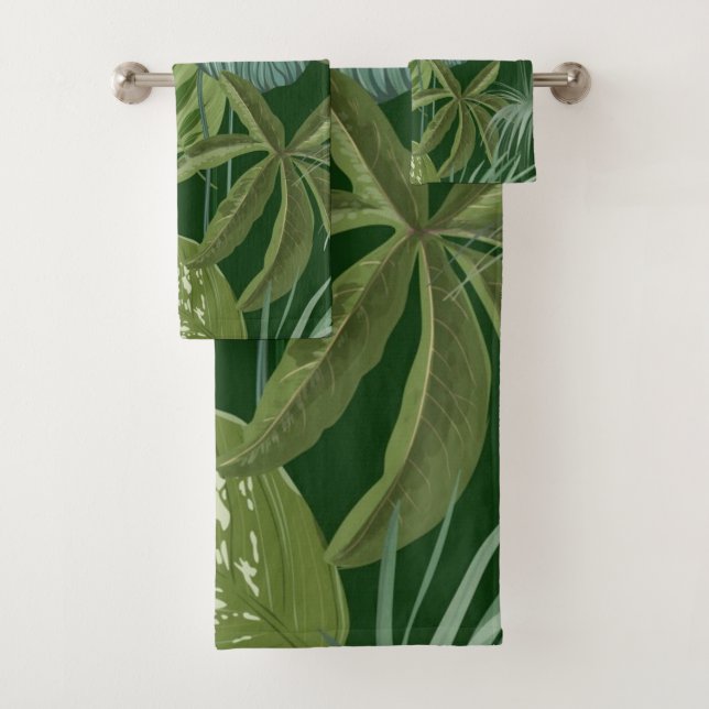 Leaves pattern bath towel set (Insitu)