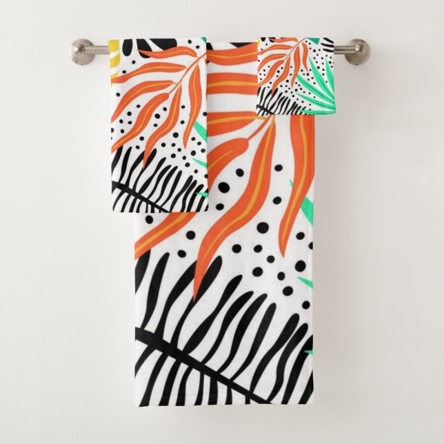 Leaves pattern bath towel set (Insitu)