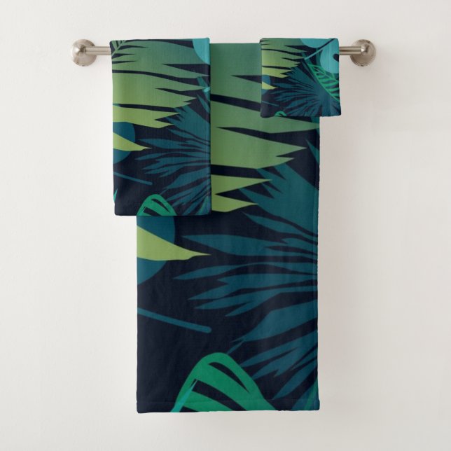 Leaves pattern bath towel set (Insitu)