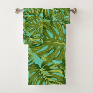 Leaves pattern bath towel set