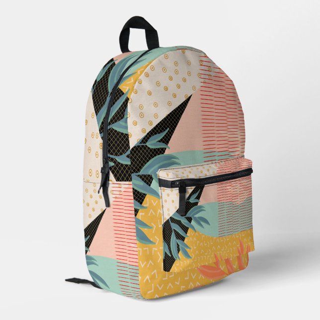 Leaves Pattern Design Colourful Decorative Texture Printed Backpack (Back Corner Left)