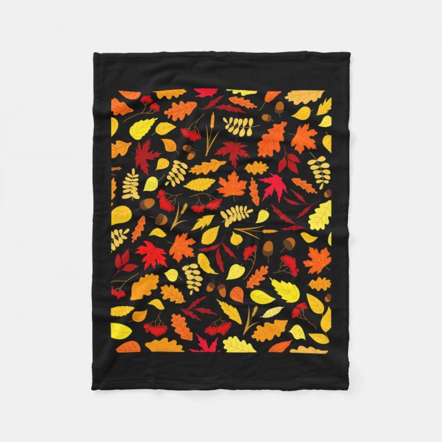 Leaves Pattern Fall Design Acorns Wheat  Fleece Blanket (Front)