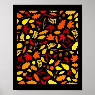 Leaves Pattern Fall Design Acorns Wheat Poster
