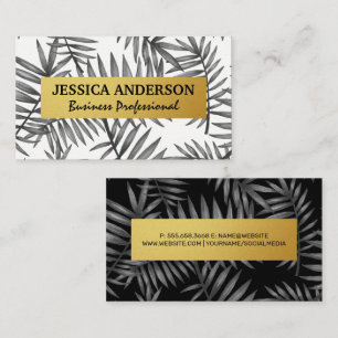 Leaves Pattern   Gold Metallic Business Card
