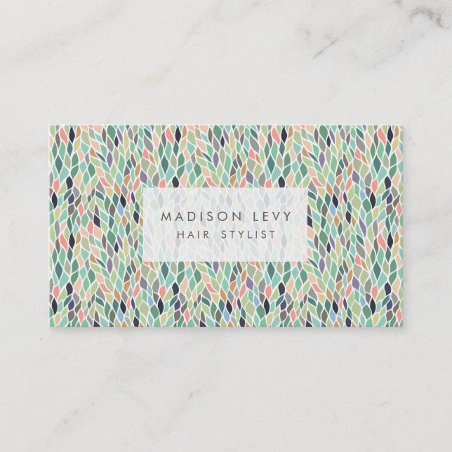 Leaves Pattern Hair Salon Stylist Appointment Card (Front)