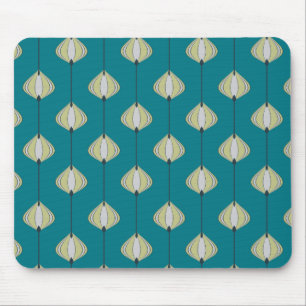 Leaves pattern in blue mouse mat