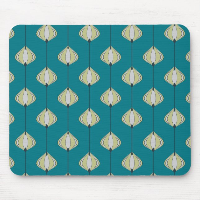 Leaves pattern in blue mouse mat (Front)