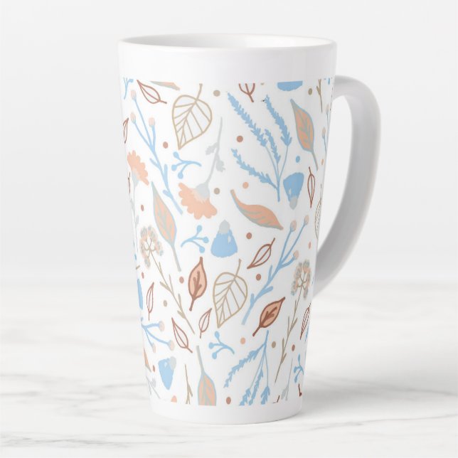 Leaves Pattern Latte Mug (Right Angle)