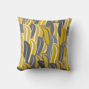 Leaves pattern Ochre Cushion