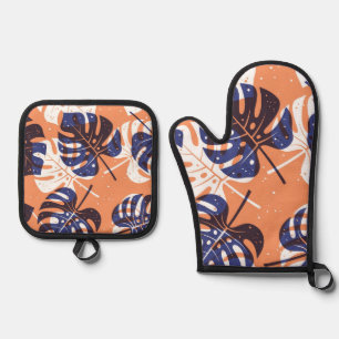 Leaves pattern oven mitt & pot holder set