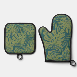 Leaves pattern oven mitt & pot holder set