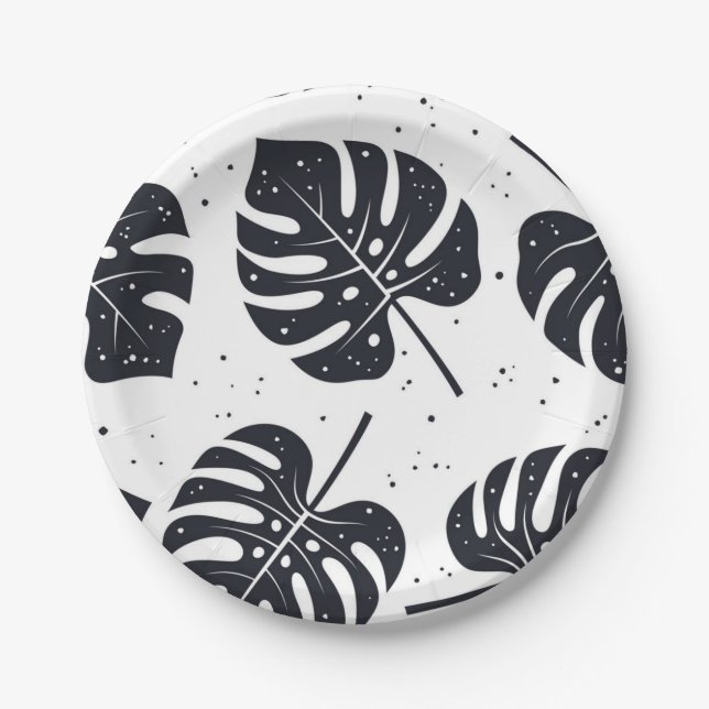 Leaves pattern paper plate (Front)