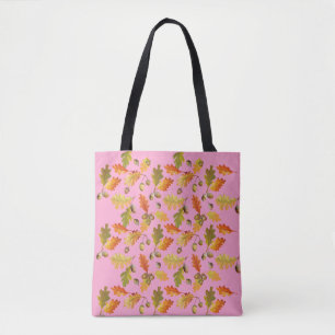 Leaves Pattern Pink Tote Bag