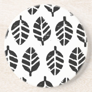 Leaves Pattern Potato Print Sandstone Coaster