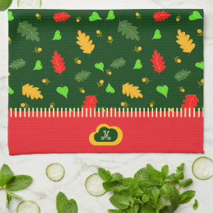 Leaves pattern tea towel