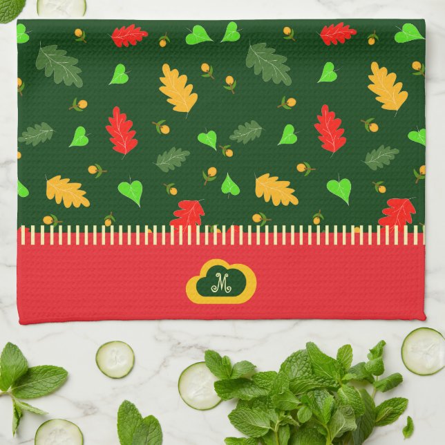 Leaves pattern tea towel (Folded)