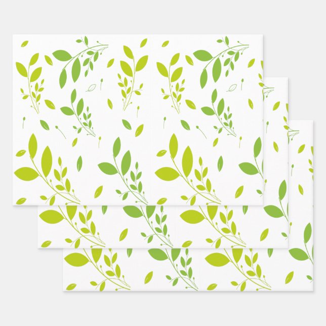 leaves pattern wrapping paper sheet (Set)