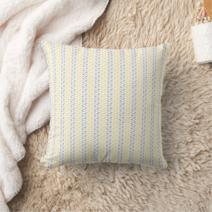 Leaves Pattern Yellow & Grey Throw Pillow