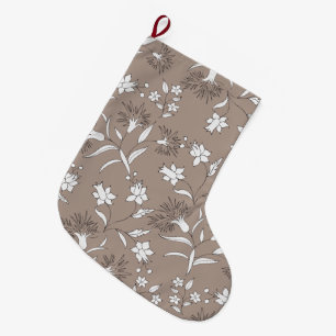 leaves patterned large christmas stocking