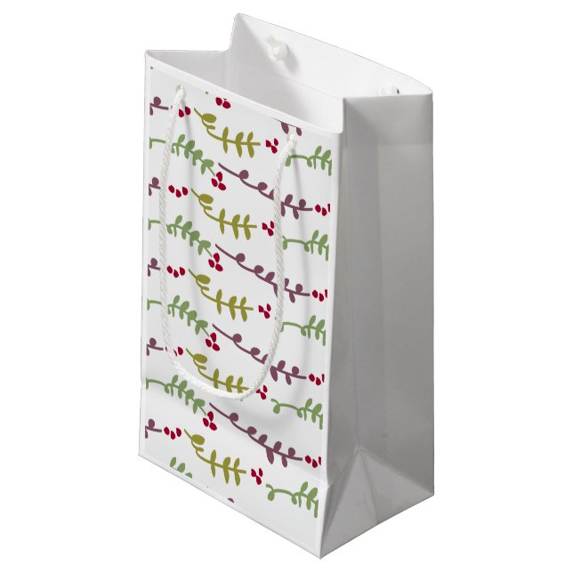 leaves patterned small gift bag (Front Angled)