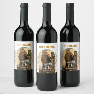 Leaves Photo Arch Save the date Wine Label