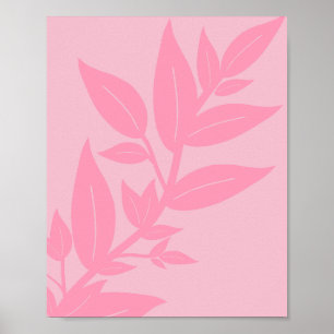 Leaves Pink Botanical Poster