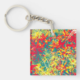 Leaves red green yellow and white key ring
