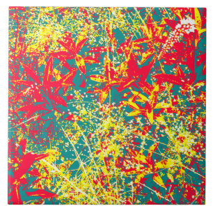leaves red green yellow and white tile