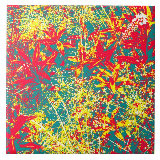 leaves red green yellow and white tile (Front)