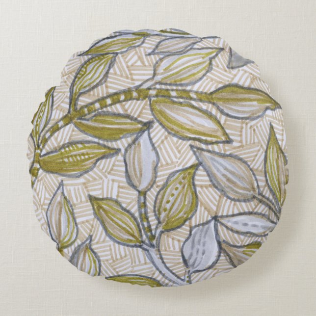 Leaves  - round Pillow (11) (Front)